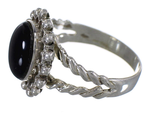 Genuine Sterling Silver Jet Southwestern Ring Size 8-1/4 RX88318